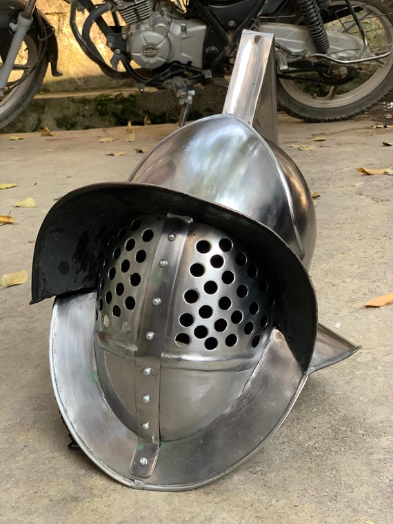 Handmade Steel Murmillo Gladiator Helmet – Roleplay Cosplay Replica