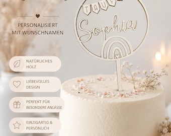 Personalized cake topper for christening, baptism, rainbow, dove, christening celebration, cake topper