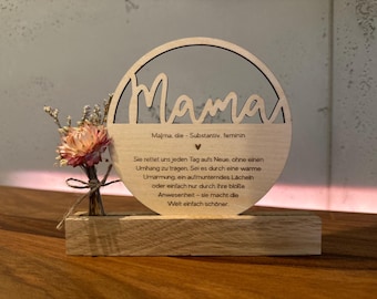 Mother's Day Gift for Mom and Grandma | Wooden Slice with Dried Flowers | Thank You for Everything | Birthday Gift | Great-Grandma | Mother's Day Gift