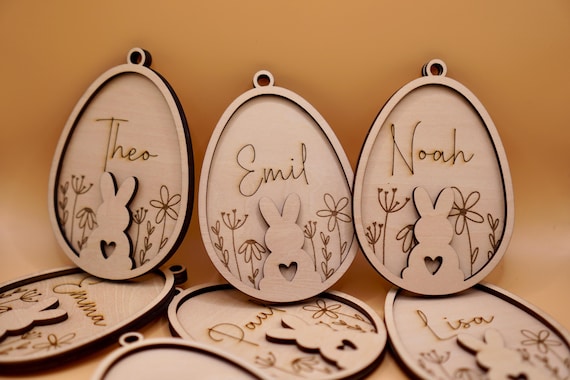 Osterdeko personalisiert aus Holz | Ostergeschenk | Anhänger Ostern mit Name | Ostern | Osteranhänger | Holzanhänger | Osternest | Osterkorb