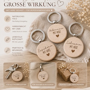 Personalized keychain • High-quality, lovingly designed • Gift • For educators, midwives, etc. • Sustainable