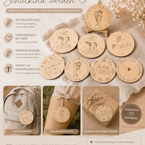 Wooden pendant - school cone pendant - personalized wooden pendant for starting school - 2026 - candy cone - school cone, first day of school, schoolchild