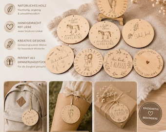 Wooden pendant - school cone pendant - personalized wooden pendant for starting school - 2026 - candy cone - school cone, first day of school, schoolchild