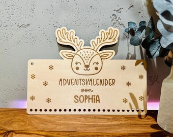 Personalisierter Adventskalender aus Holz, Weihnachtskalender, Adventskalender mit Namen