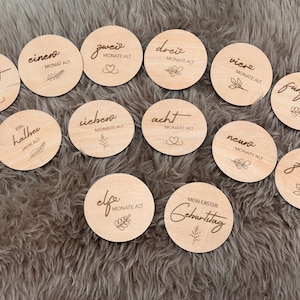 Meilensteine aus Holz, Meilensteinkarten, Mein erstes Jahr, Jeder Monat, Geschenk zur Geburt, Babyparty, Holz, Baby, Holz Karten
