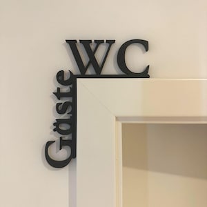 Door frame decoration “Guest WC” – lettering for the guest bathroom, minimalist, 3D printed, bathroom decoration, toilet, lettering decoration, guest bathroom