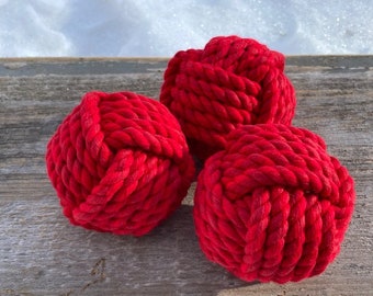 Monkey Fist Decorative Balls in Red - Set of Three