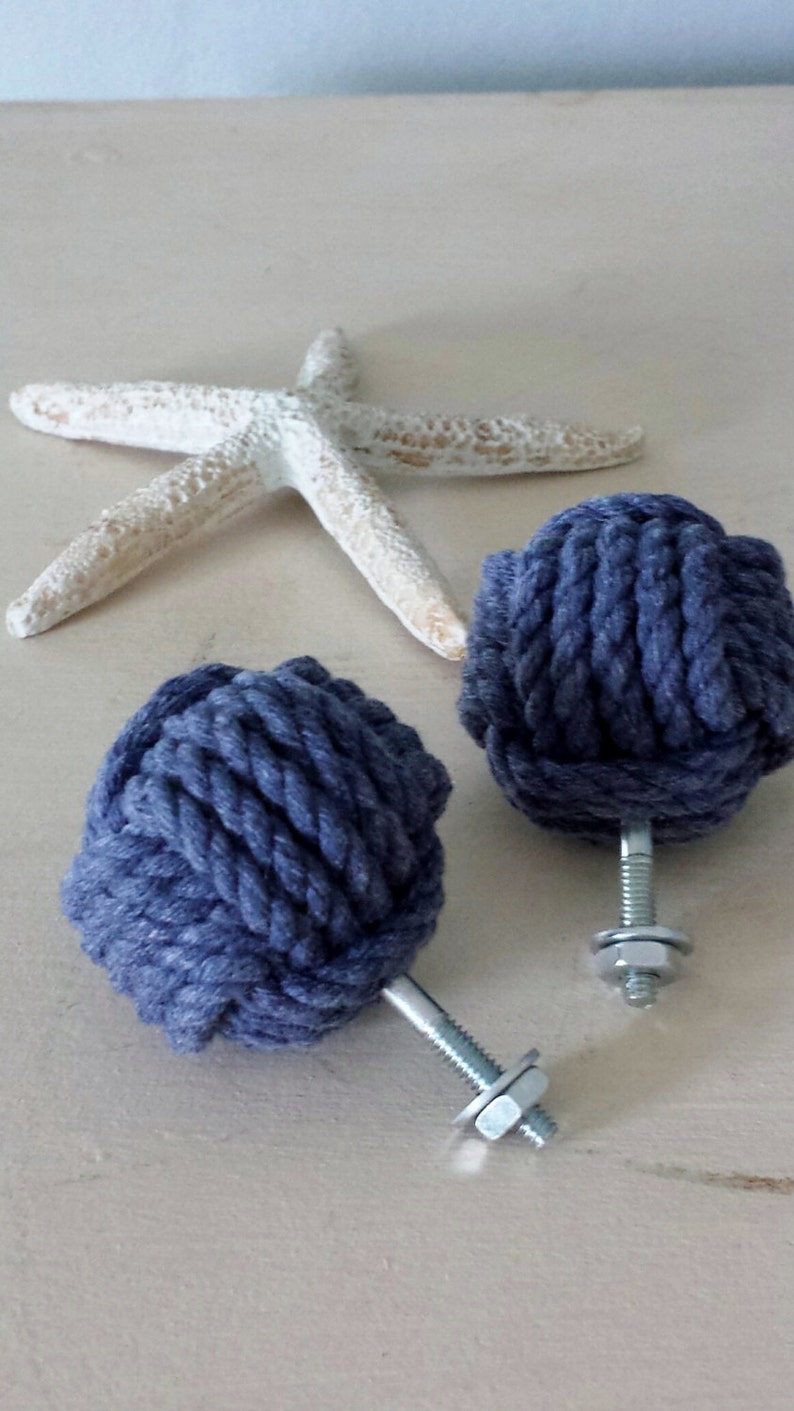 Monkey Fist Drawer Pulls Set of Two Blue image 1