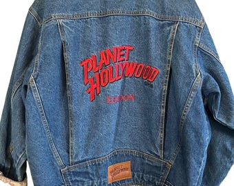 90s PLANET HOLLYWOOD ジャッケット Vintage 1990's PLANET HOLLYWOOD Las Vegas Embroidered Denim