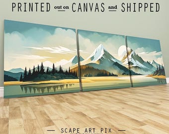 Mountain Canvas Print Set: Minimalist Triptych Wall Art