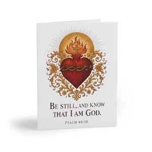 Sacred Heart Grußkarten Set - Be Still, Wisset dass ich Gott bin, Religiöse Karten für Geburtstage, Jubiläen, Ostern, Taufen