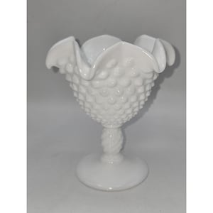 FENTON 1958 White Hobnail Milk Glass Footed Jelly Dish