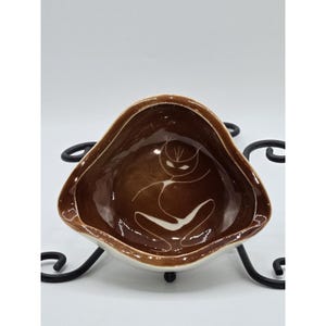 Winfield Pottery Freeform Dish Brown Glaze Abstract Figure MCM California