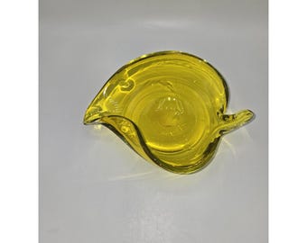 Vintage Murano Yellow Art Glass Leaf Bowl