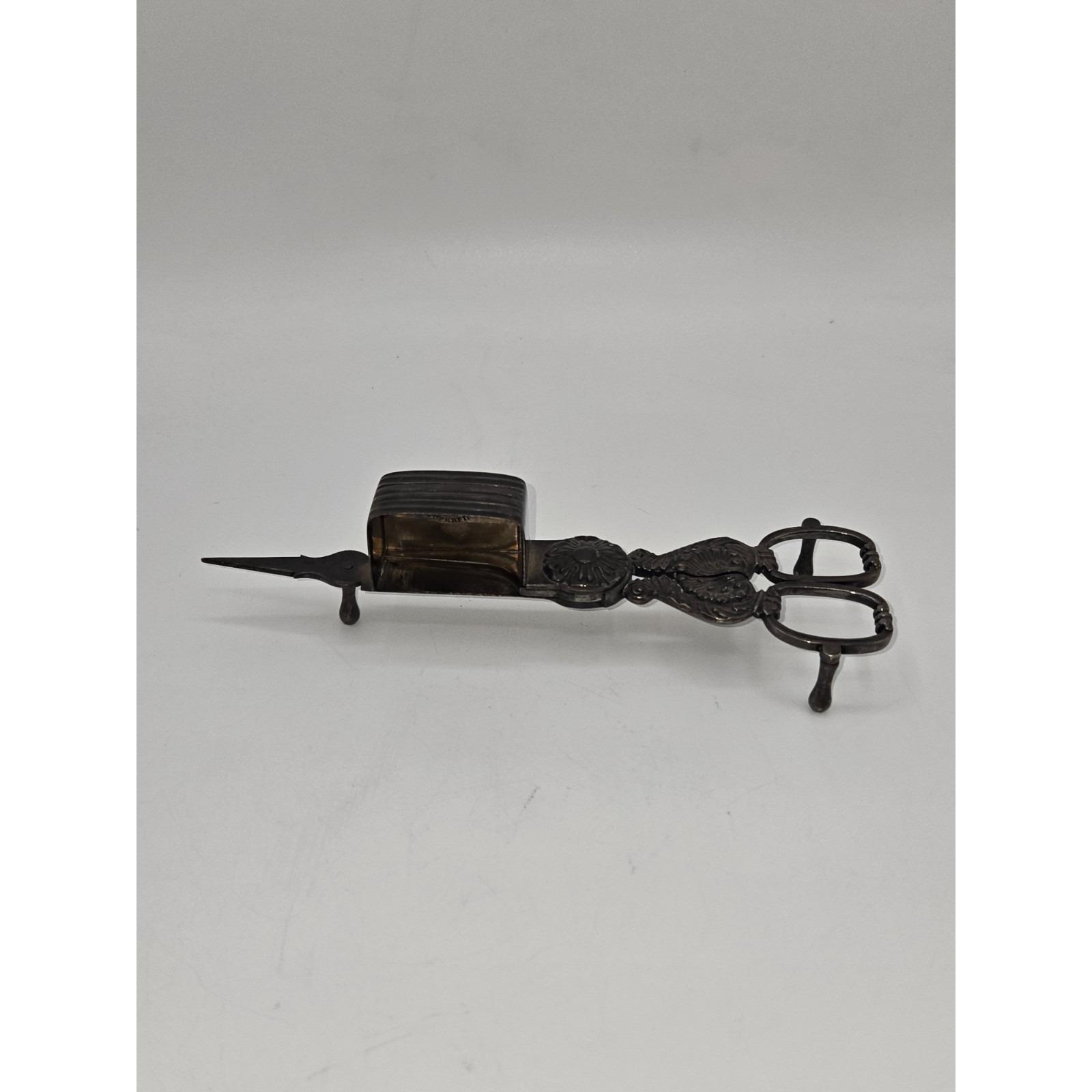 Antique Footed Ornate Candle Snuffer Scissors Wick Cutter  display picture 1