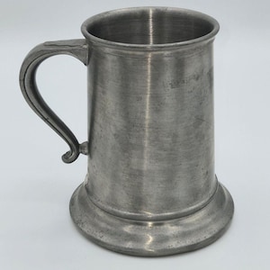 International Pewter Mug Tankard Glass Bottom Vintage