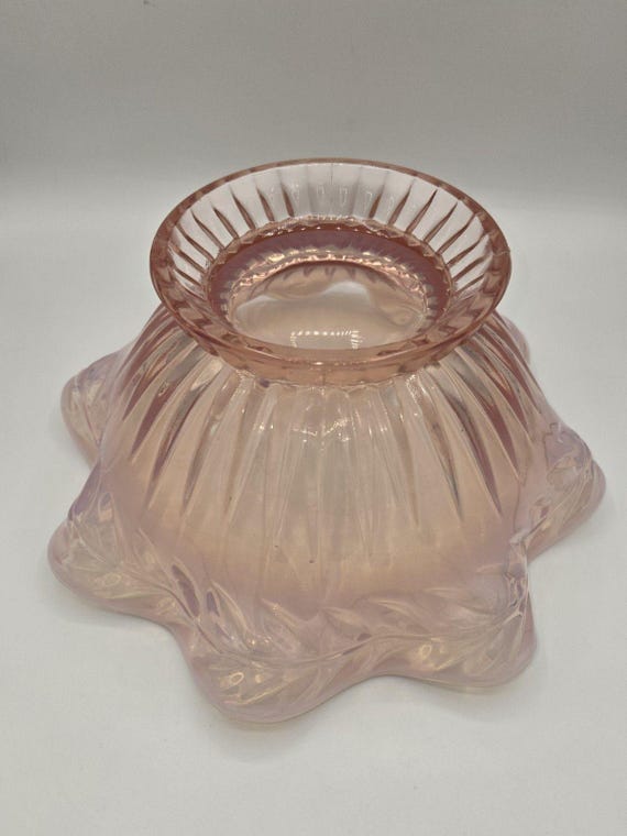 フェントン グラス ピンク オパール フリル オープン コンポート