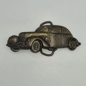 Vintage Solid Brass 1940s Model Classic Car Hot Rod Belt Buckle