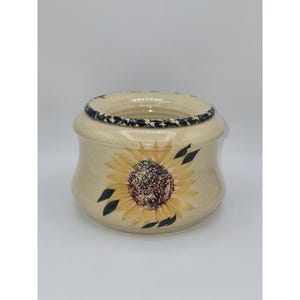 Zeitgenössische Keramik Sunflower African Violet Selbstbewässerungstopf Übertopf Handmade USA