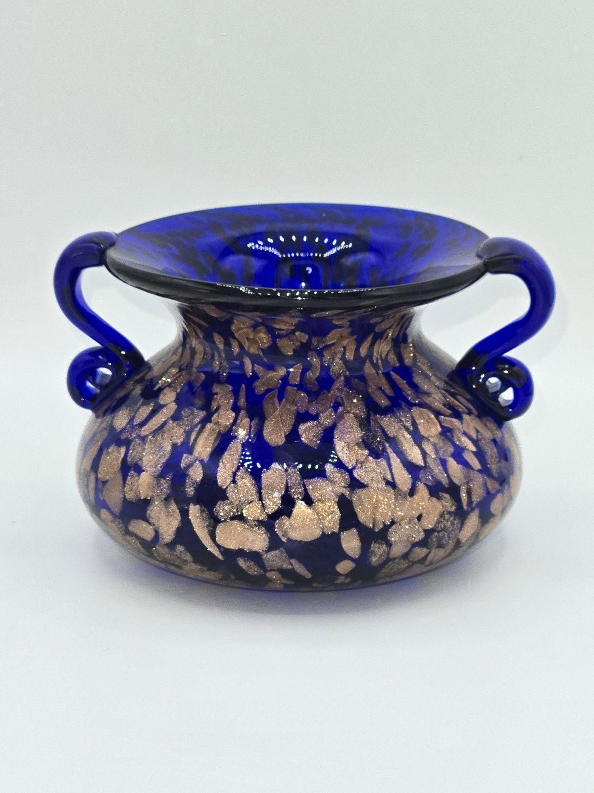 Joska Designs Silberberg Kristal Mundgeblasen Bavaria Cobalt Aventurine Vase
