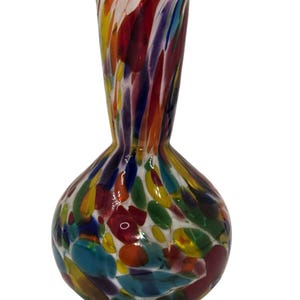 Garden City Glass Art Glass Textured Confetti Rainbow Vase Skagway Alaska 4.75&quot;