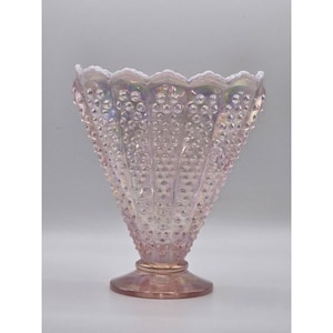 Fenton Satin Glass Lily of the Valley Rose Bowl Plum Pink Vintage