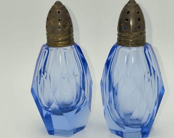 Depression Glass Light Blue Salt & Pepper Shakers