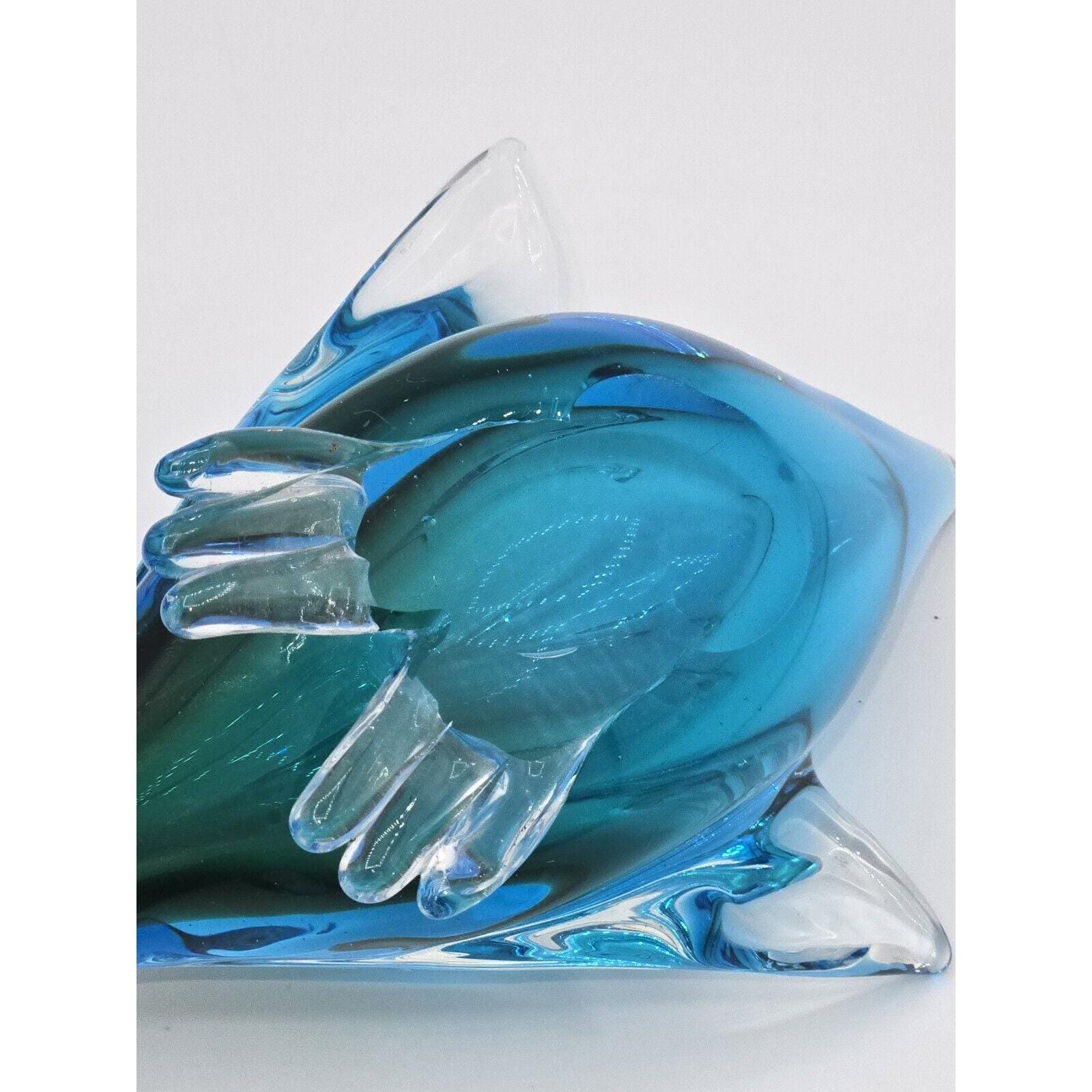 ムラーノ ベネチアン アートガラス グリーンブルー ダック フィギュア