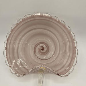 Murano Swirl Agate Pink Art Glass Bowl Gold Flake Handle