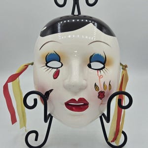 Taiwan Ceramic Painted Mardi Gras Hanging Wall Mask