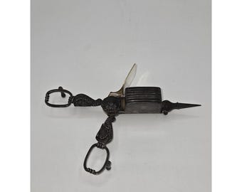 Antique Footed Ornate Candle Snuffer Scissors Wick Cutter  display picture 1