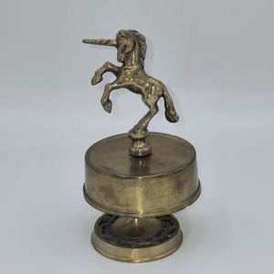 Vintage Brass Unicorn Music Figurine