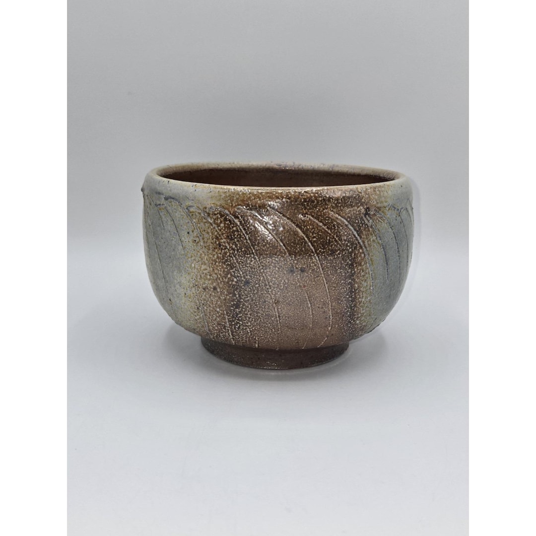 Studio Pottery Bowl Hand Thrown Stoneware Brown Drip Glaze Signed Vu - Etsy