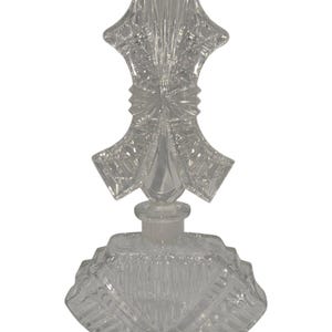 Vintage Art Deco Czech Perfume Bottle Clear Cut Glass 6&quot;