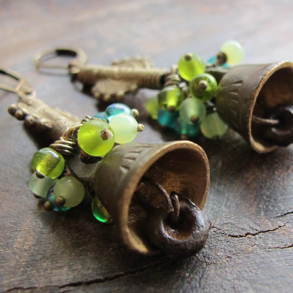 Tintinnabulum - Vintage Brass Bell Earrings