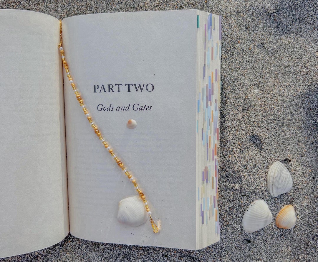 Book Beads With Teardrop Charm | Beaded Bookmark | Book Jewelry | Book ...