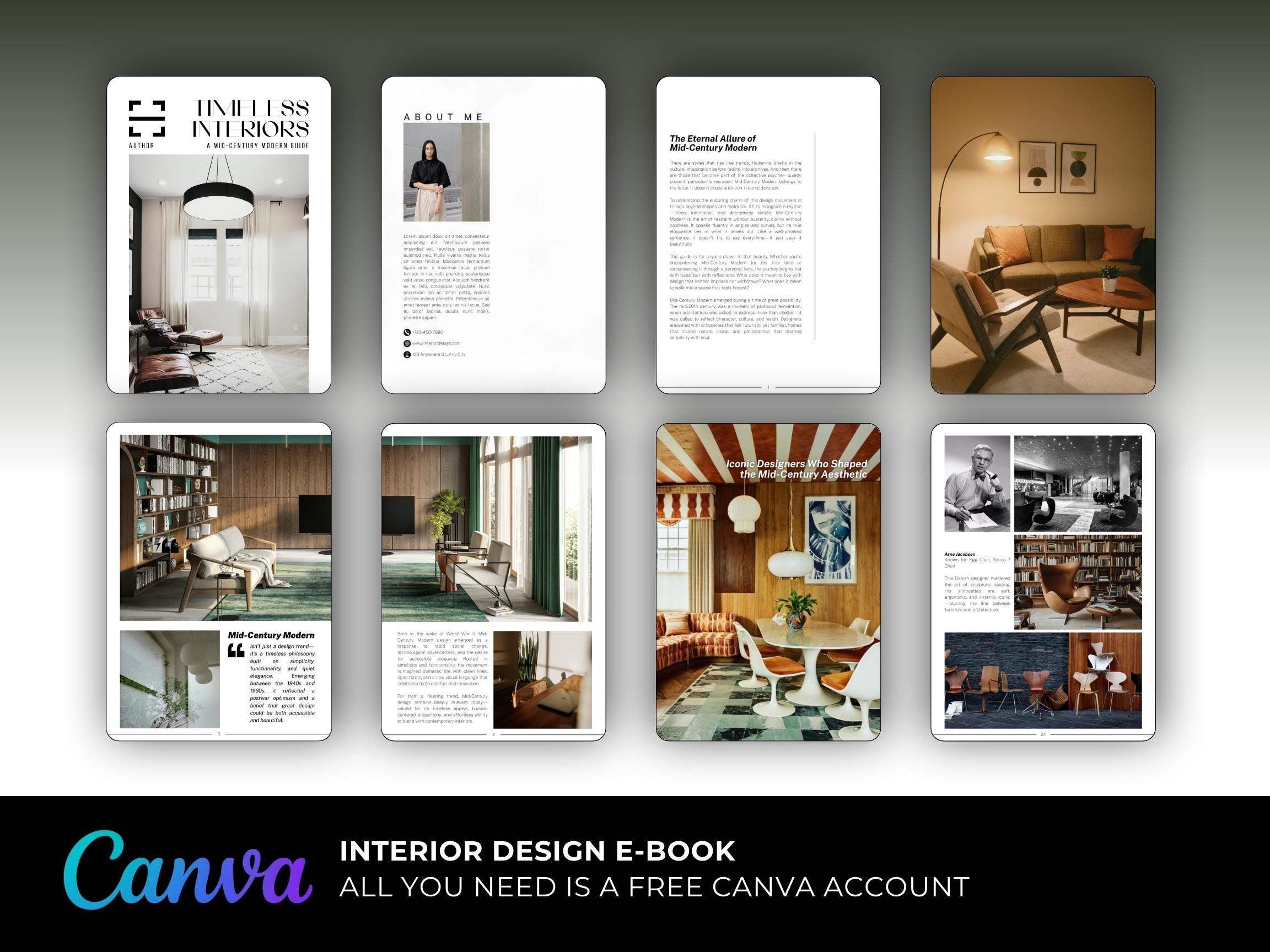 Mid-century Modern Interior Design Guide Canva Ebook Home Decor E-book ...