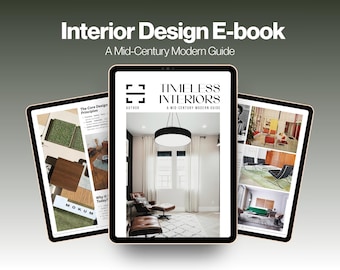Mid-Century Modern Interior Design Guide Canva Ebook Home Decor E-Book Interior Design Principles Editable Template PLR Coaching Course Book
