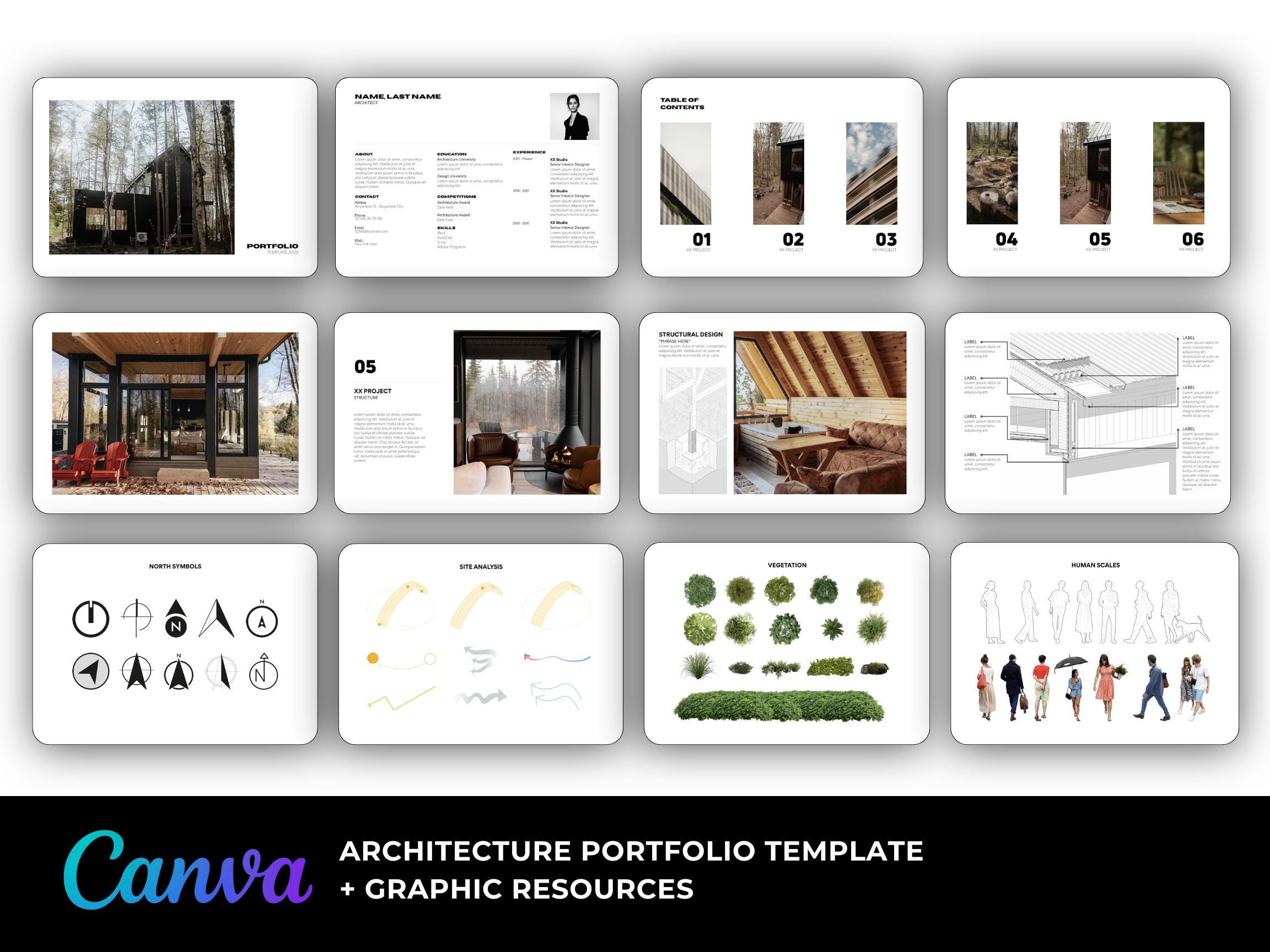 Architecture Portfolio Canva Template: Minimalist A4 Landscape Design ...