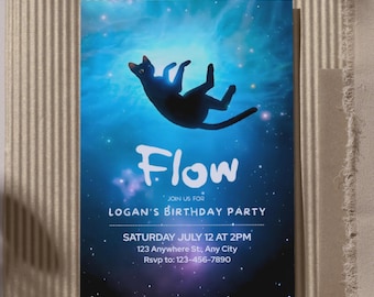 Flow Movie Birthday Invitation: Editable Sky Scene Canva Design (Digital Download 5x7" )