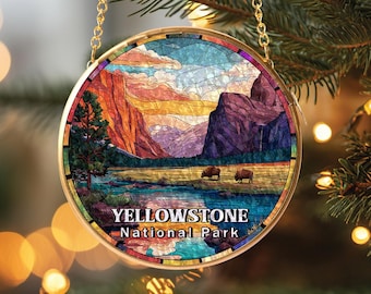 Yellowstone National Park Glass Suncatcher, US National Park Christmas Ornament, National Park Ornament, Travel Gift, Window Hangings