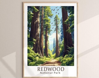 Redwood National Park Poster File, US National Park Prints, Travel Lover Gifts, National Parks Cut Files, Digital Download