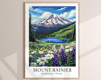 Mount Rainier National Park posterbestand, US National Park prints, reizen minnaar geschenken, nationale parken gesneden bestanden, digitale download