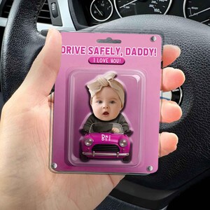 Personalized Baby Photo Car Visor Clip, Custom Baby Drive Car Gift, Drive Safe Daddy, Gift for Grandpa, Custom Dad Gift, First Fathers Day