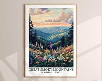Great Smoky Mountains National Park Poster PNG File, US National Park Prints, Travel Lover Gifts, National Parks Cut Files, Digital Download