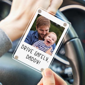 Personalized Photo Car Visor Clip, Custom Photo Father&#39;s Day Gift, Drive Safe Daddy, Gift for Grandpa, Custom Dad Gift, Fathers Day