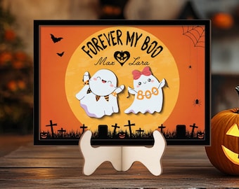 Personalized Forever My Boo Sign, Custom Ghost Couple Wooden Sign, Halloween Ghost Wedding Gift, Gift For Couple, Anniversary Gift