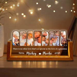 Custom GRANDMA Photos Collage Night Light, Led Light Gift For Nana, Gift From Grandkids, Grandma Birthday Gift, Christmas Gift