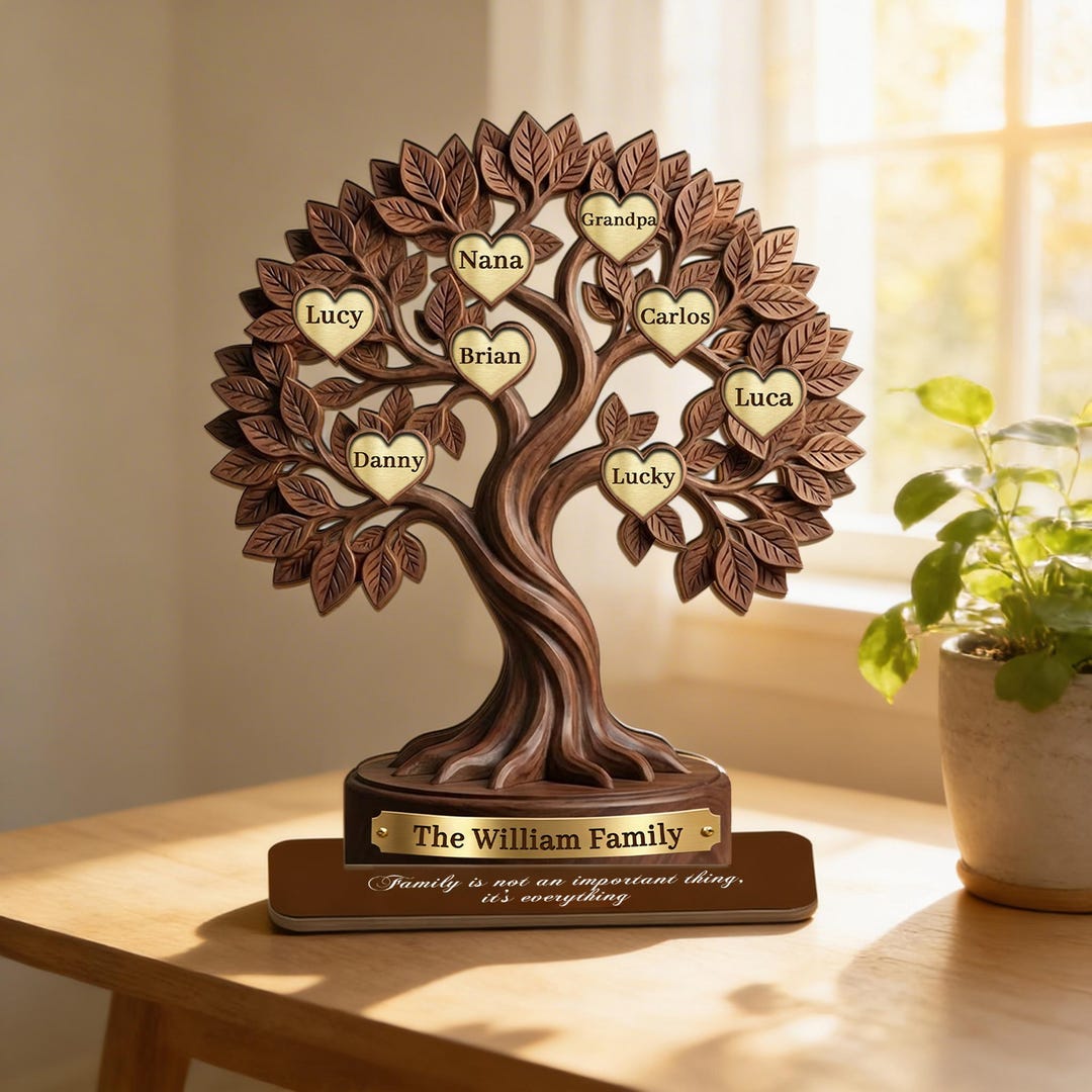 Custom Family Tree of Life Plaque Desk Sign, Personalized Family ...
