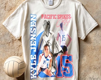 Personalized Volleyball Photos Collage PNG, Custom Volleyball Name With Number Png, Volleyball Player Gift, Sublimation Design